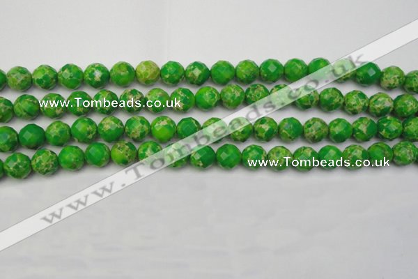 CDE2191 15.5 inches 8mm faceted round dyed sea sediment jasper beads