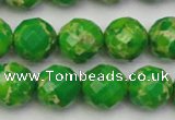 CDE2193 15.5 inches 12mm faceted round dyed sea sediment jasper beads