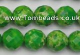 CDE2194 15.5 inches 14mm faceted round dyed sea sediment jasper beads