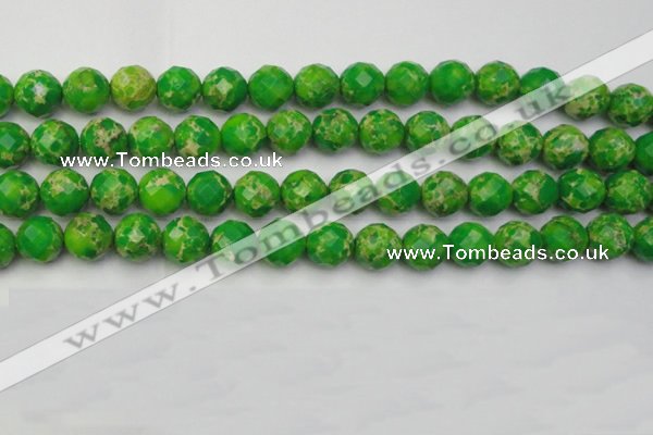 CDE2194 15.5 inches 14mm faceted round dyed sea sediment jasper beads