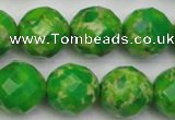 CDE2196 15.5 inches 18mm faceted round dyed sea sediment jasper beads