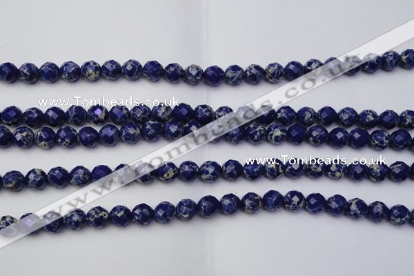 CDE2211 15.5 inches 8mm faceted round dyed sea sediment jasper beads