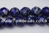 CDE2213 15.5 inches 12mm faceted round dyed sea sediment jasper beads