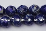 CDE2215 15.5 inches 16mm faceted round dyed sea sediment jasper beads