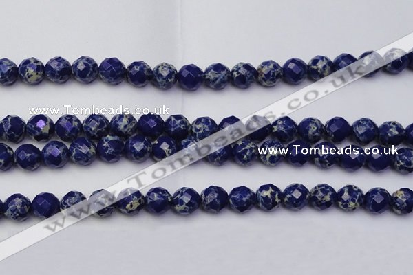 CDE2215 15.5 inches 16mm faceted round dyed sea sediment jasper beads