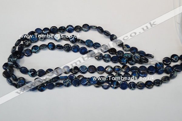 CDE230 15.5 inches 10mm flat round dyed sea sediment jasper beads