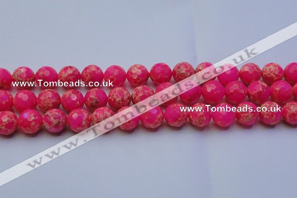 CDE2508 15.5 inches 16mm faceted round dyed sea sediment jasper beads