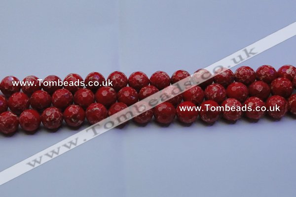 CDE2514 15.5 inches 14mm faceted round dyed sea sediment jasper beads