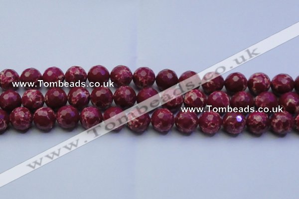 CDE2521 15.5 inches 14mm faceted round dyed sea sediment jasper beads