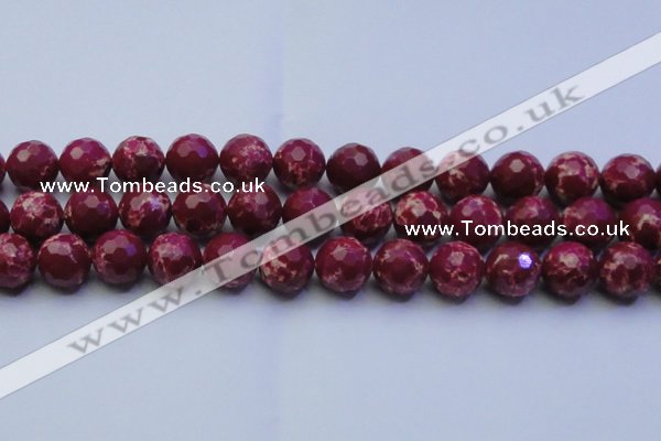 CDE2522 15.5 inches 16mm faceted round dyed sea sediment jasper beads