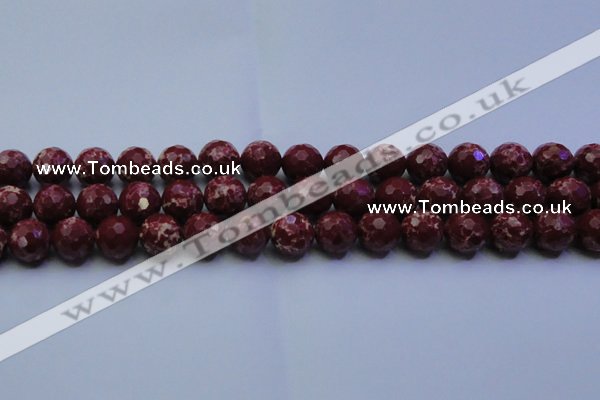 CDE2528 15.5 inches 14mm faceted round dyed sea sediment jasper beads