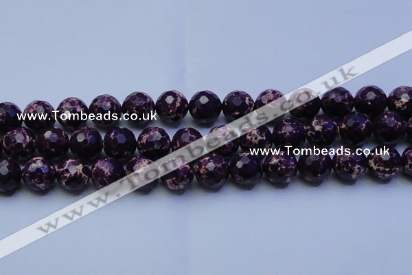 CDE2537 15.5 inches 18mm faceted round dyed sea sediment jasper beads