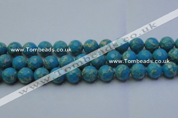 CDE2551 15.5 inches 18mm faceted round dyed sea sediment jasper beads