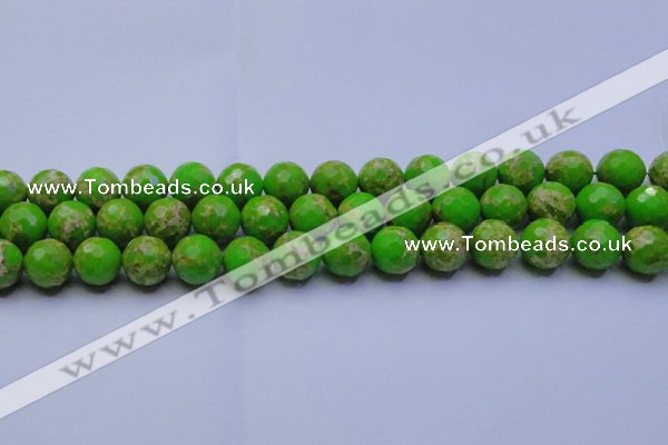 CDE2556 15.5 inches 14mm faceted round dyed sea sediment jasper beads