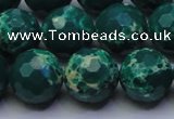 CDE2571 15.5 inches 14mm faceted round dyed sea sediment jasper beads