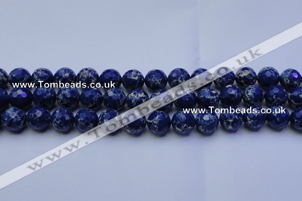CDE2579 15.5 inches 14mm faceted round dyed sea sediment jasper beads
