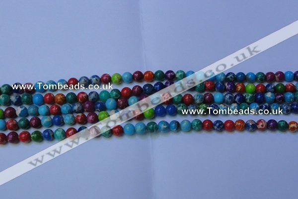 CDE2688 15.5 inches 4mm round mixed color sea sediment jasper beads