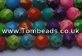 CDE2695 6mm faceted round mixed color sea sediment jasper beads