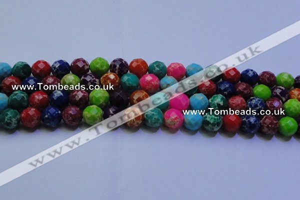 CDE2699 14mm faceted round mixed color sea sediment jasper beads