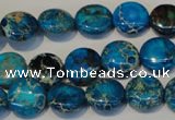 CDE305 15.5 inches 12mm flat round dyed sea sediment jasper beads