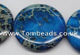 CDE310 15.5 inches 40mm flat round dyed sea sediment jasper beads