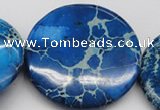 CDE312 15.5 inches 55mm flat round dyed sea sediment jasper beads