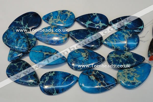 CDE328 15.5 inches 30*50mm flat teardrop dyed sea sediment jasper beads