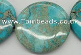 CDE353 15.5 inches 45mm flat round dyed sea sediment jasper beads