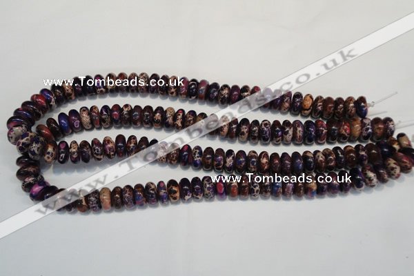 CDE372 15.5 inches 6*12mm rondelle dyed sea sediment jasper beads