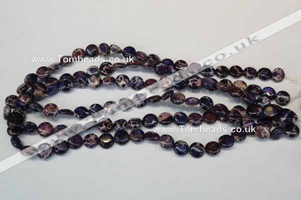 CDE397 15.5 inches 10mm flat round dyed sea sediment jasper beads