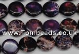 CDE398 15.5 inches 12mm flat round dyed sea sediment jasper beads