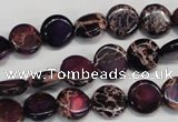 CDE405 15.5 inches 10mm flat round dyed sea sediment jasper beads