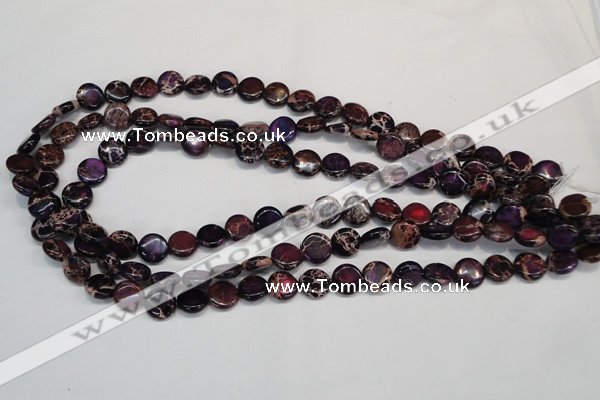 CDE405 15.5 inches 10mm flat round dyed sea sediment jasper beads