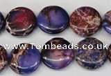 CDE408 15.5 inches 16mm flat round dyed sea sediment jasper beads