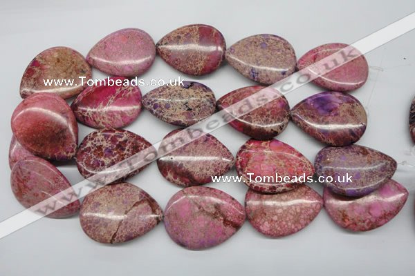 CDE480 15.5 inches 30*40mm flat teardrop dyed sea sediment jasper beads