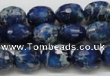 CDE49 15.5 inches 12*15mm faceted egg-shaped dyed sea sediment jasper beads