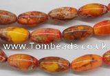 CDE510 15.5 inches 8*16mm rice dyed sea sediment jasper beads