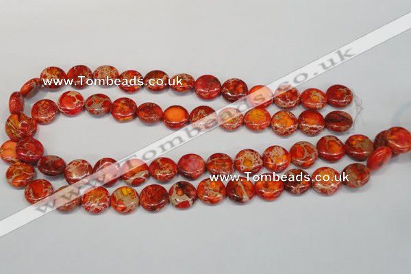 CDE518 15.5 inches 14mm flat round dyed sea sediment jasper beads