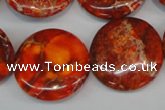 CDE522 15.5 inches 25mm flat round dyed sea sediment jasper beads