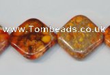 CDE547 15.5 inches 20*20mm diamond dyed sea sediment jasper beads