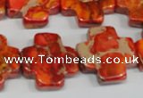 CDE563 15.5 inches 20*20mm cross dyed sea sediment jasper beads