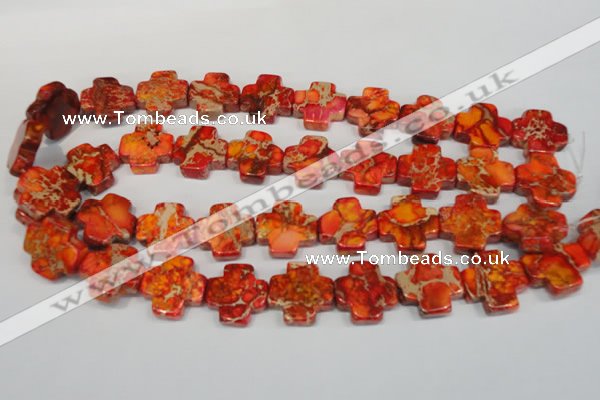 CDE563 15.5 inches 20*20mm cross dyed sea sediment jasper beads