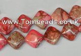 CDE568 15.5 inches 10*10mm diamond dyed sea sediment jasper beads