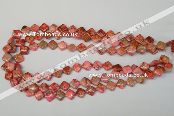 CDE568 15.5 inches 10*10mm diamond dyed sea sediment jasper beads