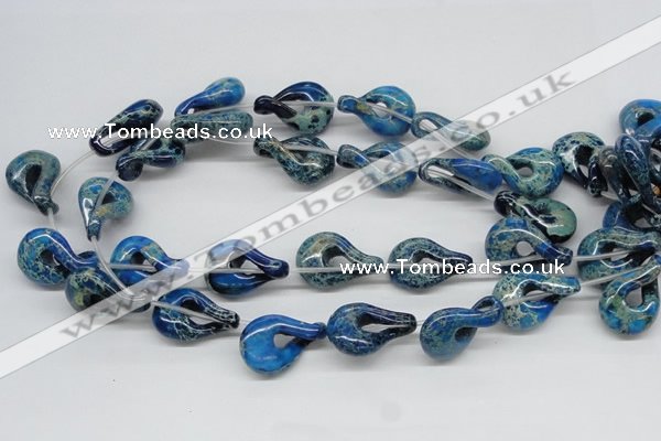 CDE66 15.5 inches 20*30mm petal shaped dyed sea sediment jasper beads