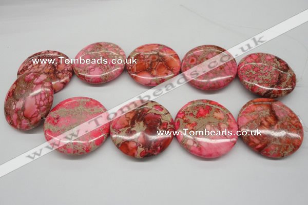 CDE661 15.5 inches 40mm flat round dyed sea sediment jasper beads