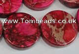 CDE665 15.5 inches 25mm coin dyed sea sediment jasper beads