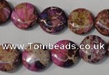 CDE706 15.5 inches 14mm flat round dyed sea sediment jasper beads