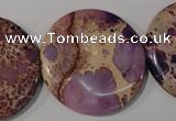 CDE708 15.5 inches 35mm flat round dyed sea sediment jasper beads