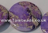 CDE709 15.5 inches 55mm flat round dyed sea sediment jasper beads